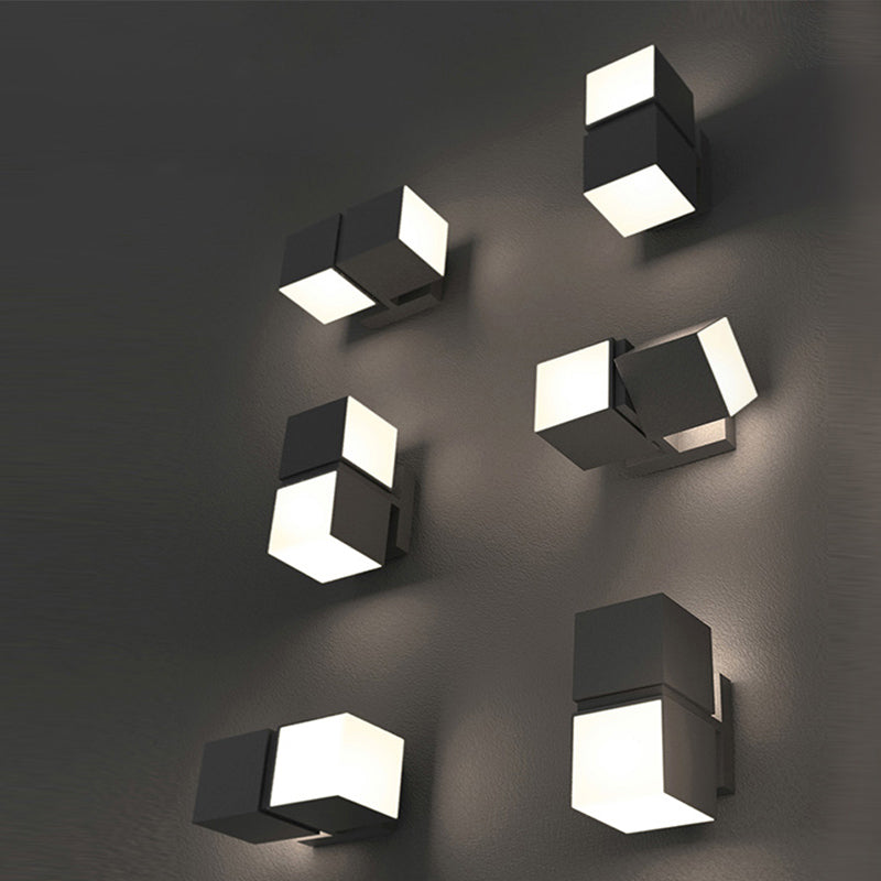 Modern Geometric Swivel Sconce: Grey Led Wall Mount For Gardens