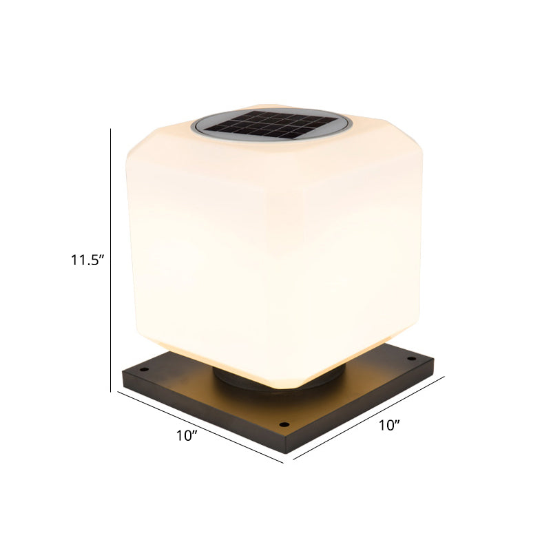 Nordic White Solar Led Street Light: Acrylic Cube Design For Yard / 10