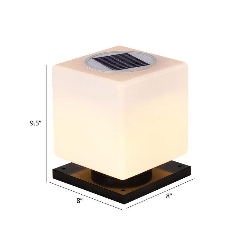 Nordic White Solar Led Street Light: Acrylic Cube Design For Yard / 8