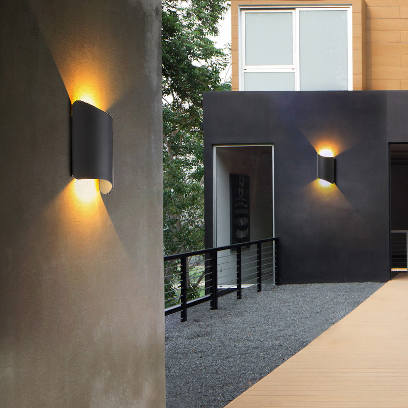 Modern Led Black Wall Sconce Lamp With Metal Shade For Yard