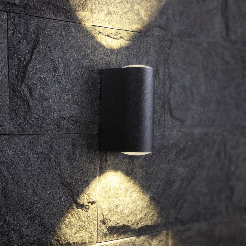 Outdoor Wall Led Sconce Lamp: Tube Shaped Metallic Minimalism Black