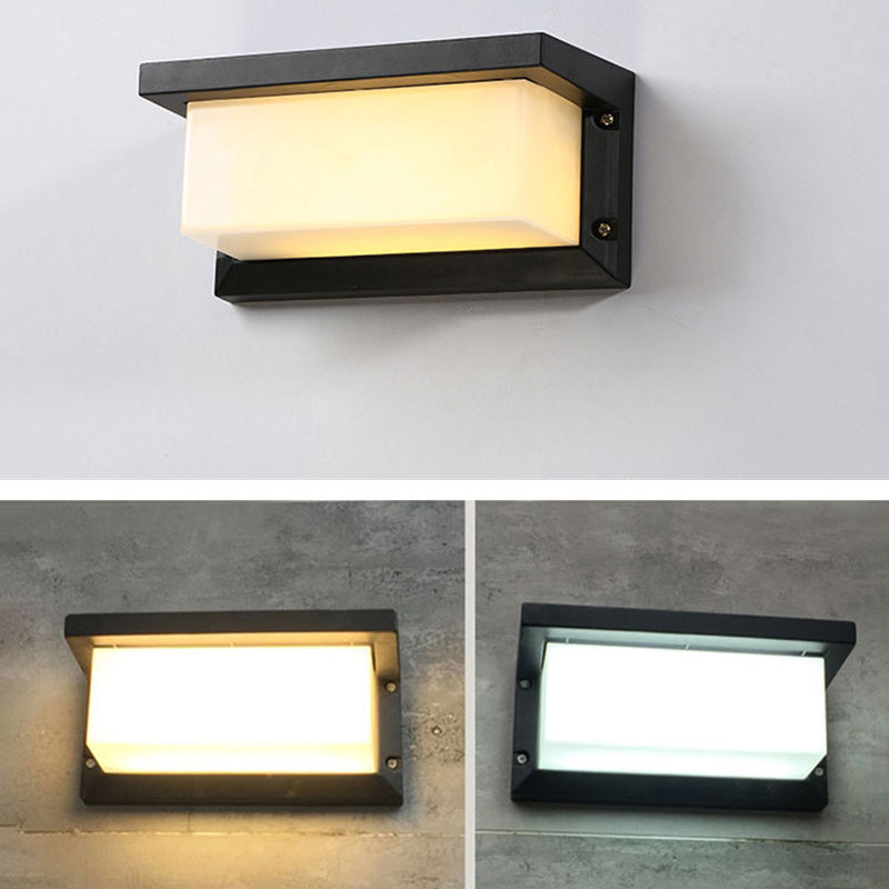 Modern Led Wall Sconce Light For Pathways - Black Aluminum Rectangle Design