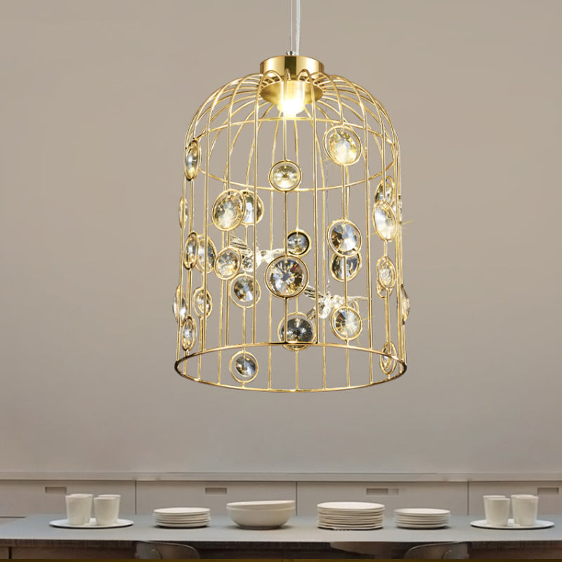 Modern Gold Bird Cage Pendant Light With 4 Bulbs For Dining Room