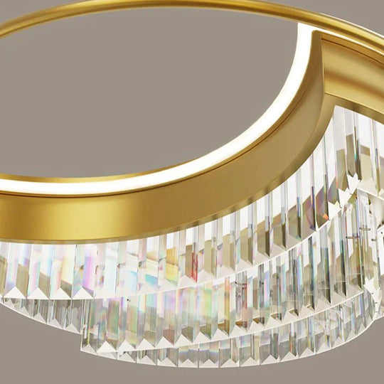 Modern Light Luxury Living Room Bedroom Crystal Copper Ceiling Lamp