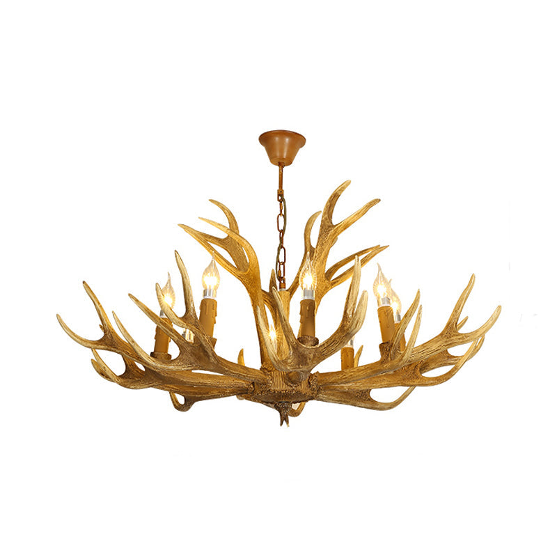 Traditional Brown Deer Antler Resin Pendant Lighting - 6 Or 8-Bulb Chandelier For Living Room