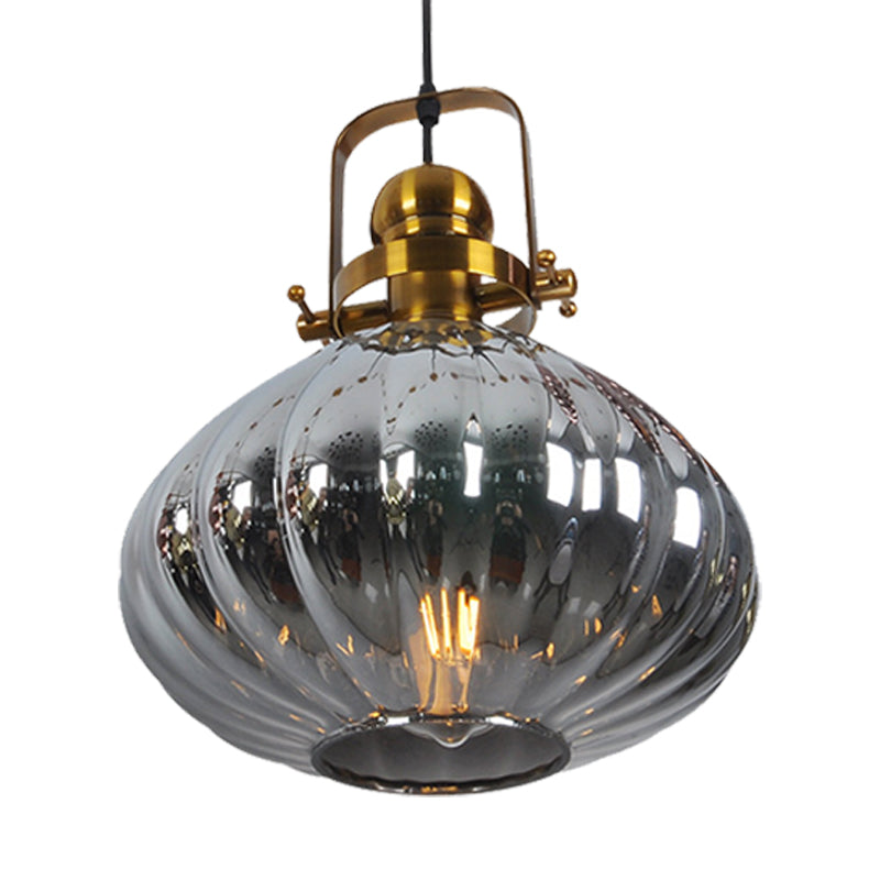 Melon Hanging Pendant Light - Traditional Copper/Chrome/Gold Glass Fixture For Living Room