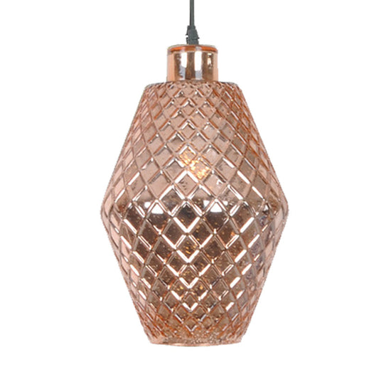 Colonial Copper/Gold Glass Jar Pendant - Stylish Living Room Hanging Light Fixture