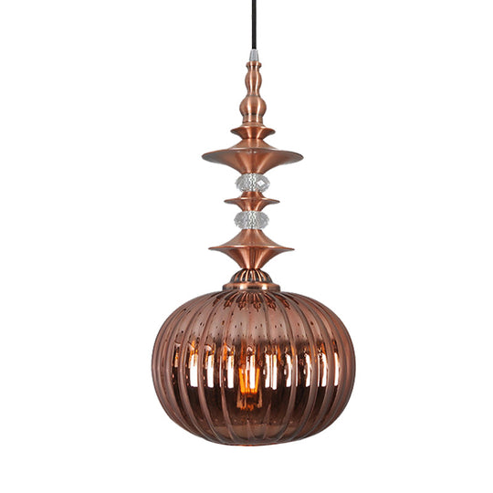 Globe Glass Ceiling Lamp - Modern 1 Head Hanging Kit For Dining Room Copper/Chrome/Gold Finish