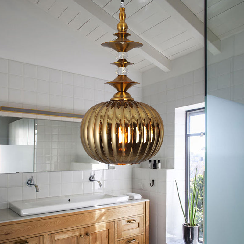 Globe Glass Ceiling Lamp - Modern 1 Head Hanging Kit For Dining Room Copper/Chrome/Gold Finish Gold