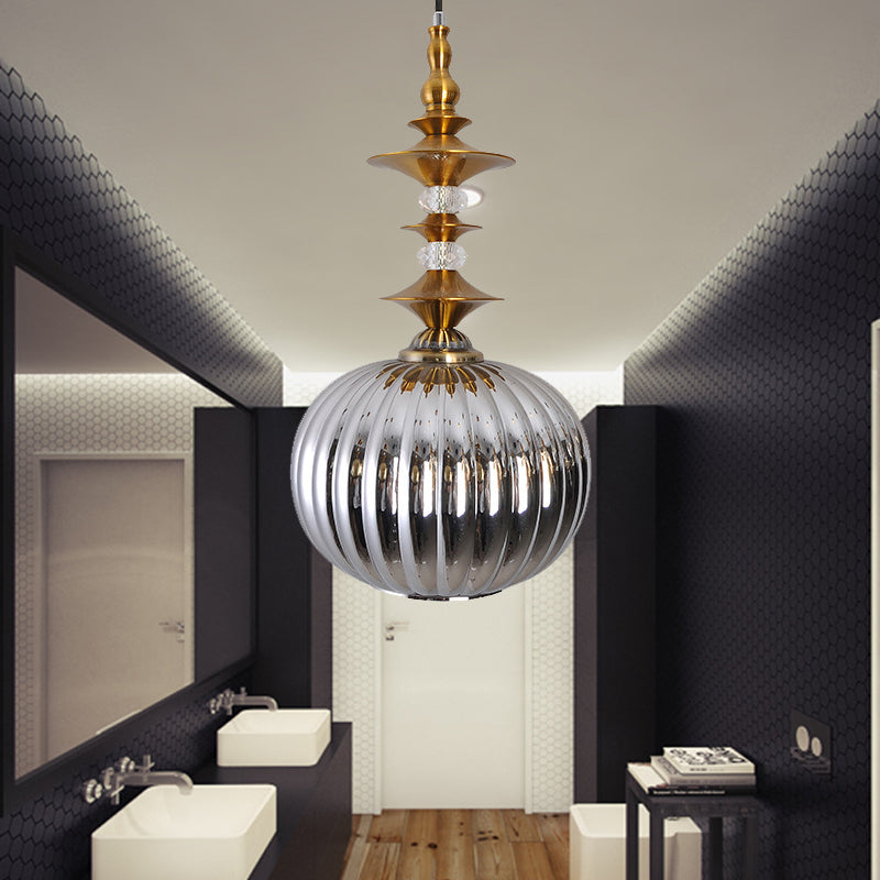 Globe Glass Ceiling Lamp - Modern 1 Head Hanging Kit For Dining Room Copper/Chrome/Gold Finish