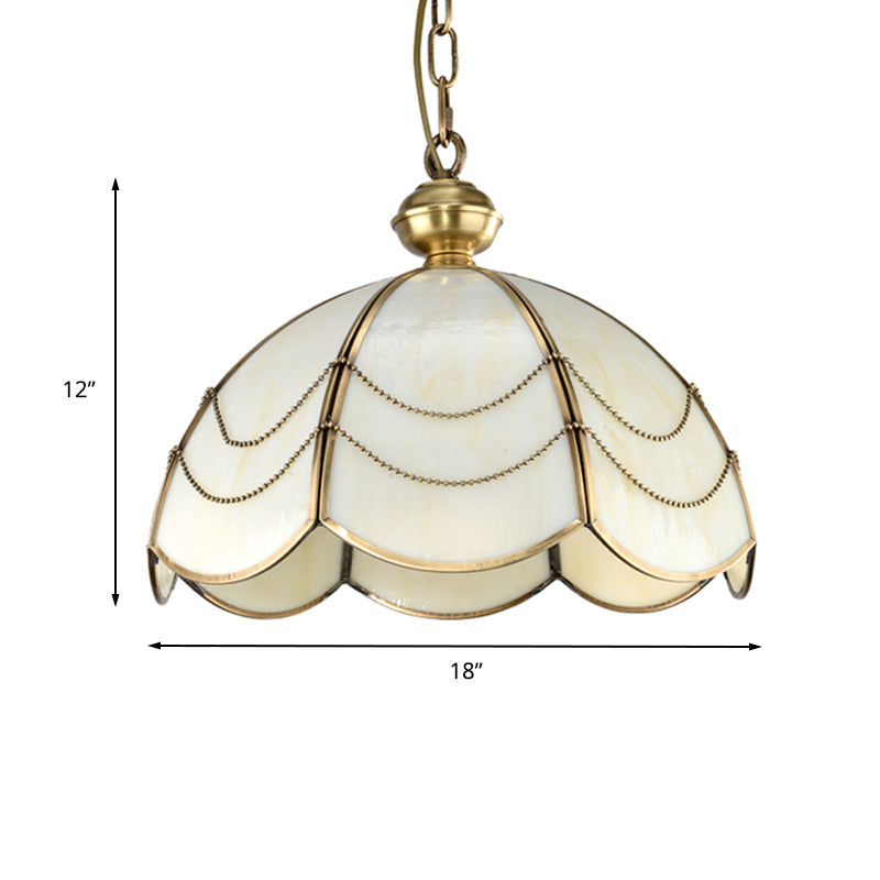 Modern Opal Glass Gold Hanging Light Fixture With Umbrella Design 1 Bulb 14/18 Wide