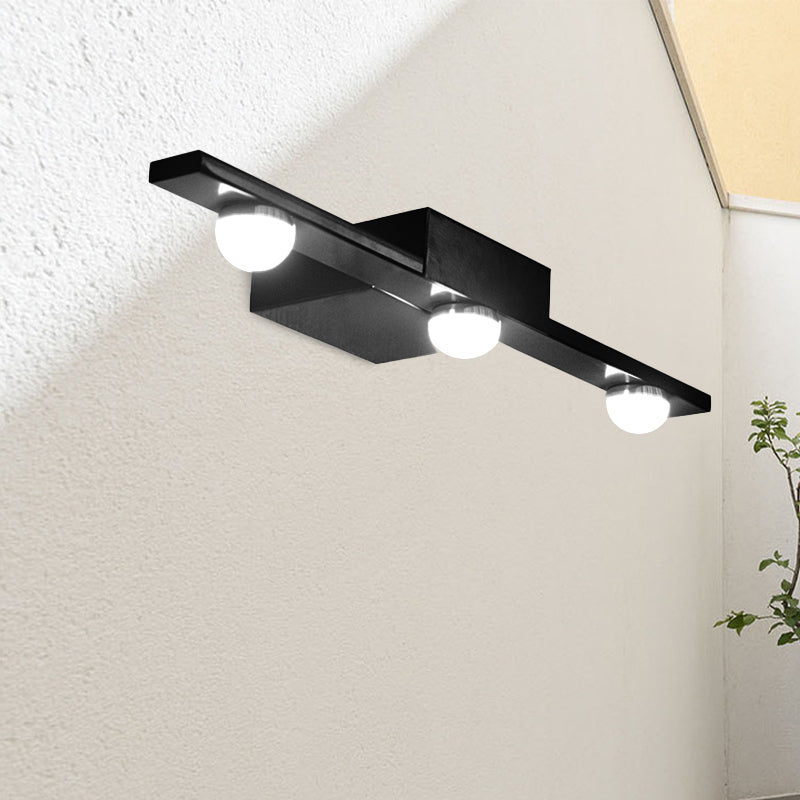 Modern Black/White Linear Vanity Light Fixture - 3 Lights Metal Wall Lighting Warm/White Over Mirror