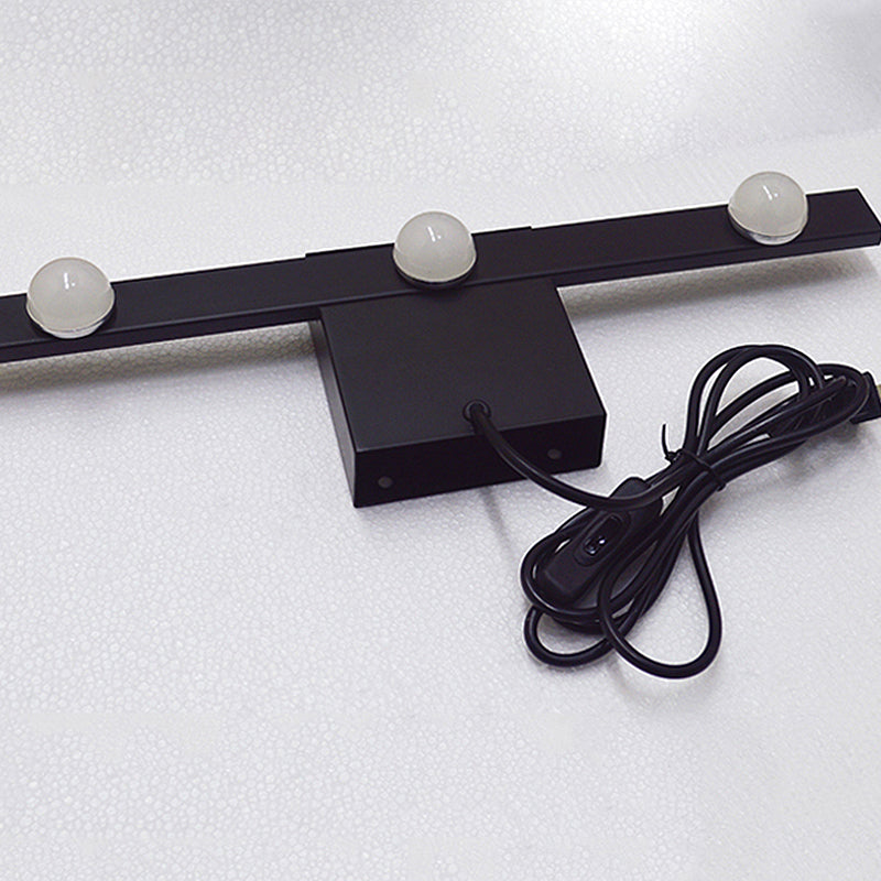 Modern Black/White Linear Vanity Light Fixture - 3 Lights Metal Wall Lighting Warm/White Over Mirror