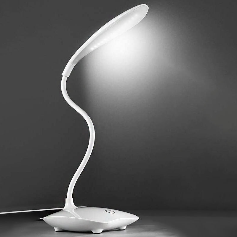 Simple Style Led Desk Lamp - Touch Sensitive 3 Gear Plastic Ideal For Study Or Bedside White