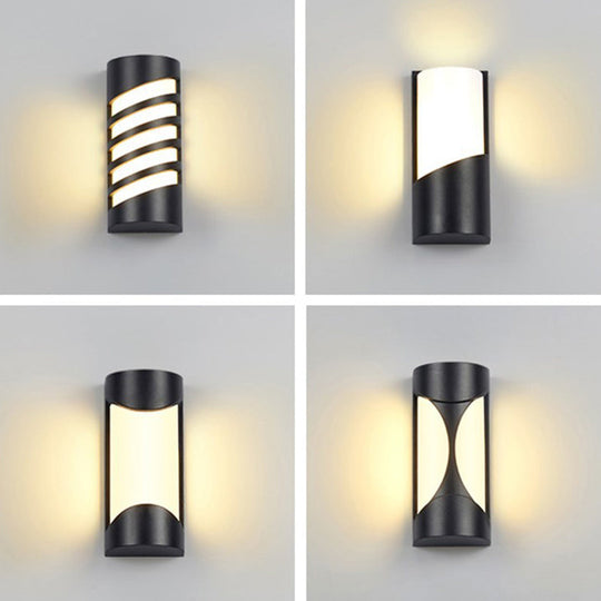 Modern Metallic Led Outdoor Wall Sconce In Black