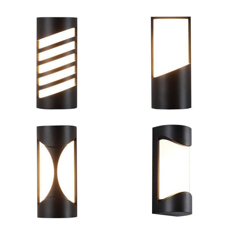 Modern Metallic Led Outdoor Wall Sconce In Black