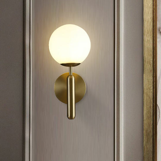 Modern Glass Ball Wall Mount Light With Brass Finish Perfect Sconce Lamp For Living Room