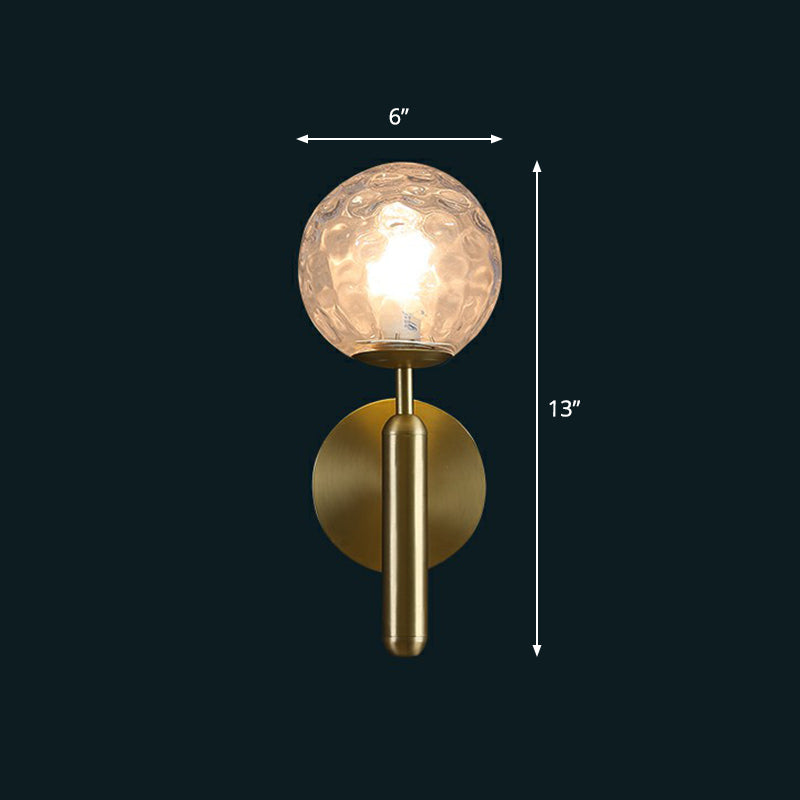 Modern Glass Ball Wall Mount Light With Brass Finish Perfect Sconce Lamp For Living Room Clear