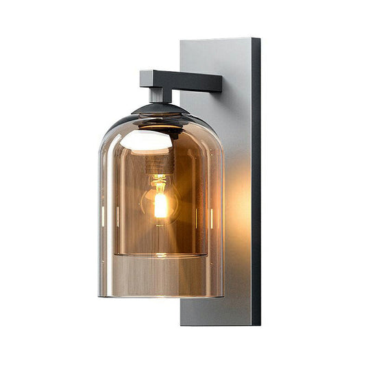 Nordic Grey Finish Glass Dome Wall Lamp: Elegant Smokey Blown Sconce Lighting For Corridor