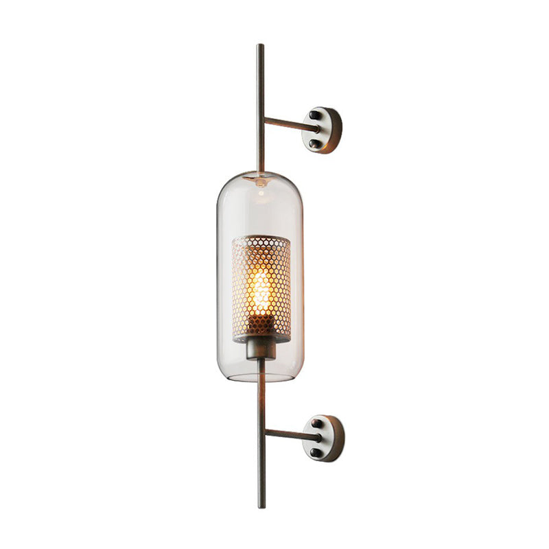 Modern Iron Mesh Wall Mount Lamp With Clear Glass Shade