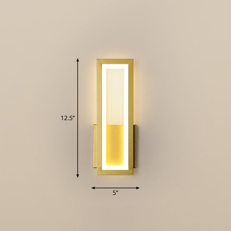Sleek Rectangle Led Wall Sconce Minimalist Metal Foyer Mount Light Gold / 5 Third Gear