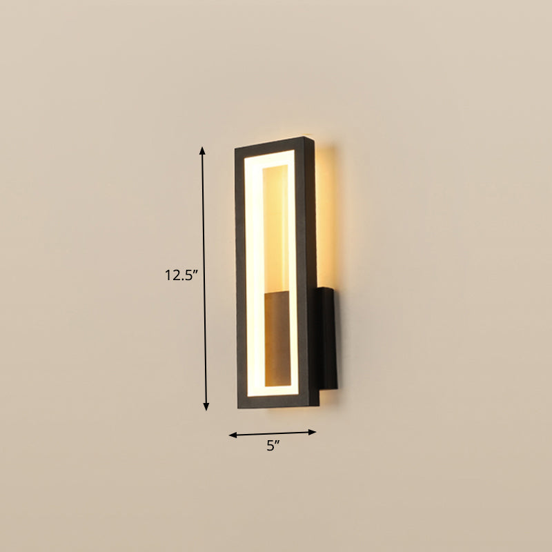 Sleek Rectangle Led Wall Sconce Minimalist Metal Foyer Mount Light Black / 5 Warm