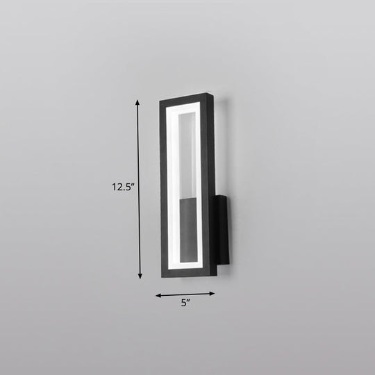 Sleek Rectangle Led Wall Sconce Minimalist Metal Foyer Mount Light Black / 5 White