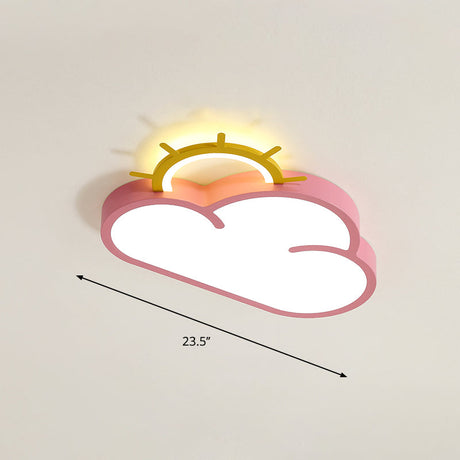 Sunrise Cartoon Led Flushmount Ceiling Light For Kids Bedroom Pink / Warm Sun