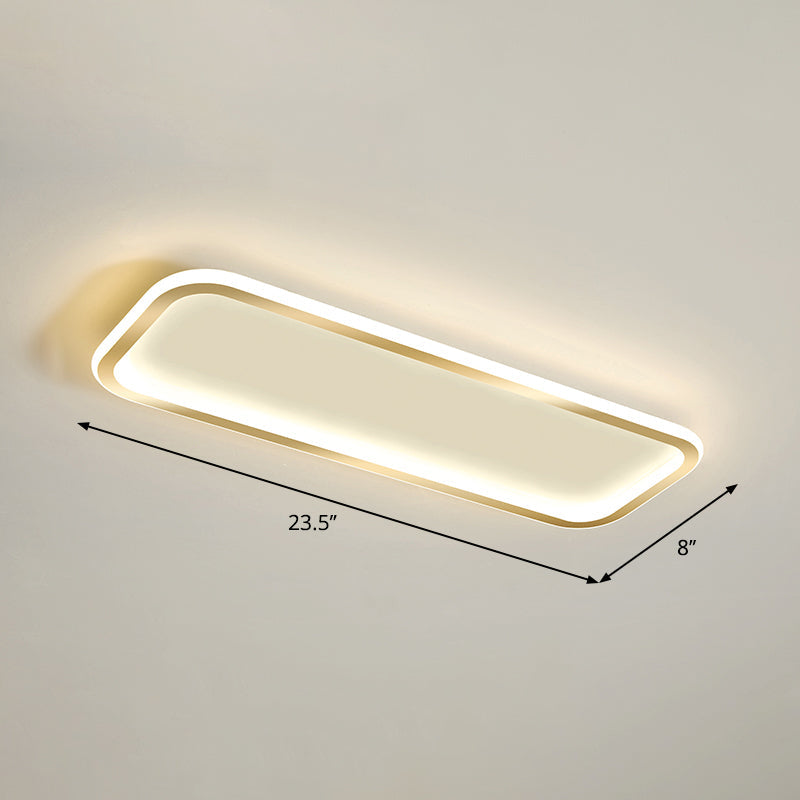 Minimalistic Rectangular Led Flush Ceiling Light Fixture Gold / 23.5 Warm