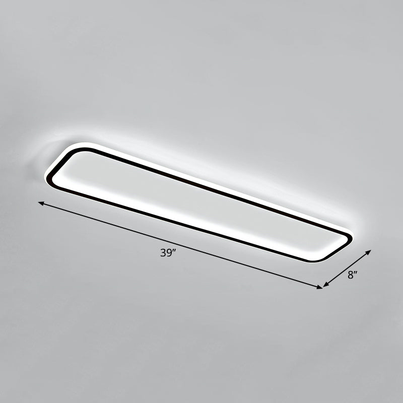 Minimalistic Rectangular Led Flush Ceiling Light Fixture Black / 39 White