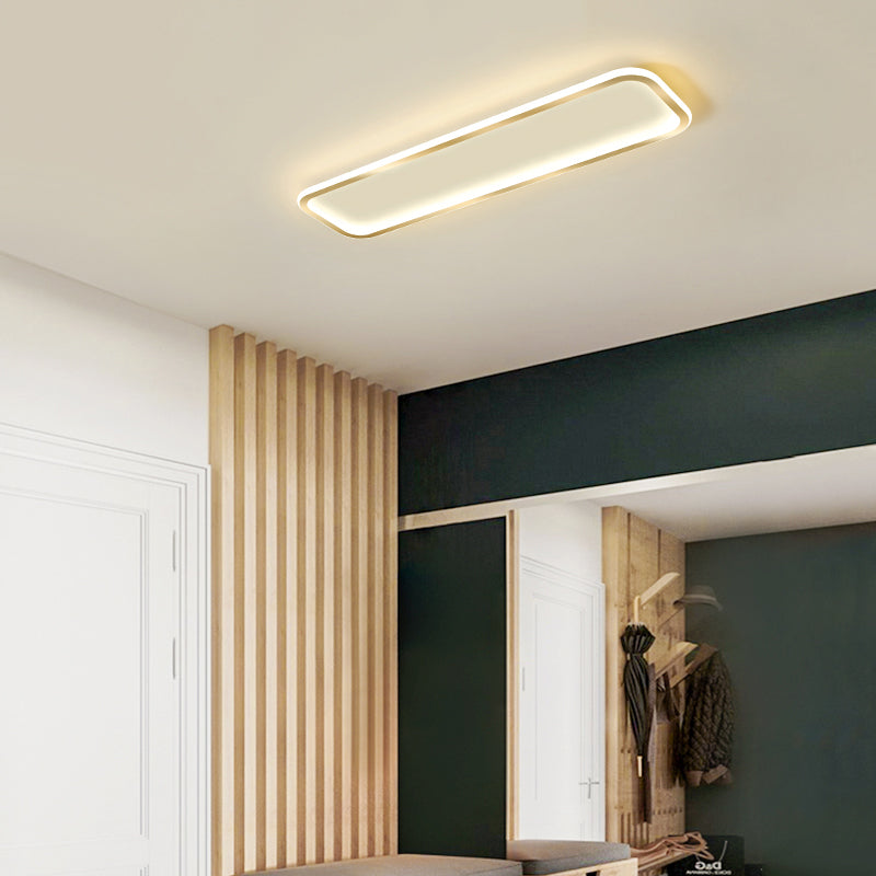 Minimalistic Rectangular Led Flush Ceiling Light Fixture Gold / 31.5 White