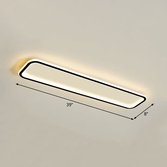 Minimalistic Rectangular Led Flush Ceiling Light Fixture Black / 39 Warm