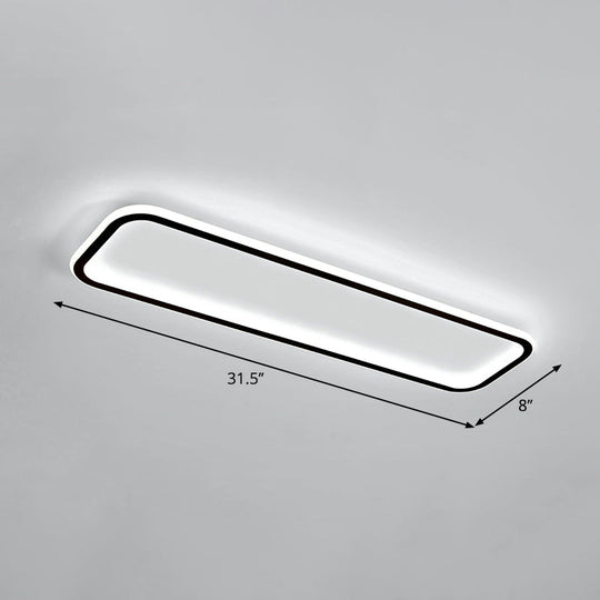 Minimalistic Rectangular Led Flush Ceiling Light Fixture Black / 31.5 White