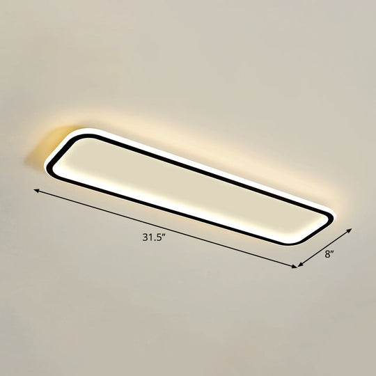 Minimalistic Rectangular Led Flush Ceiling Light Fixture Black / 31.5 Warm