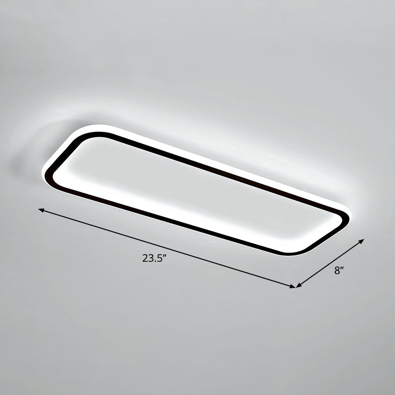 Minimalistic Rectangular Led Flush Ceiling Light Fixture Black / 23.5 White