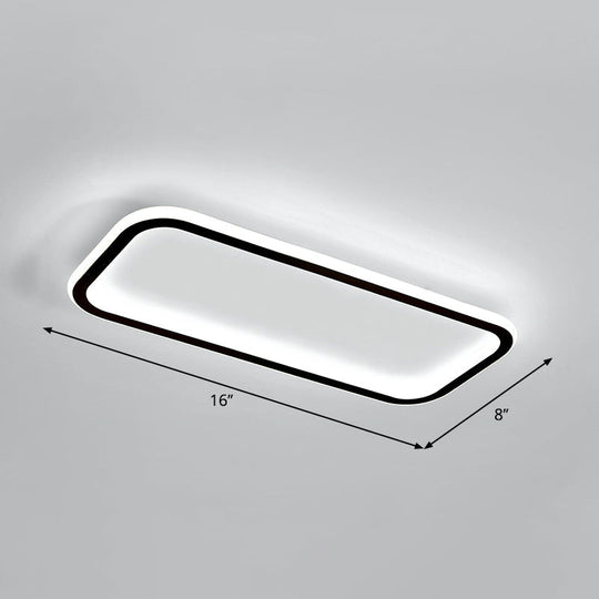 Minimalistic Rectangular Led Flush Ceiling Light Fixture Black / 16 White