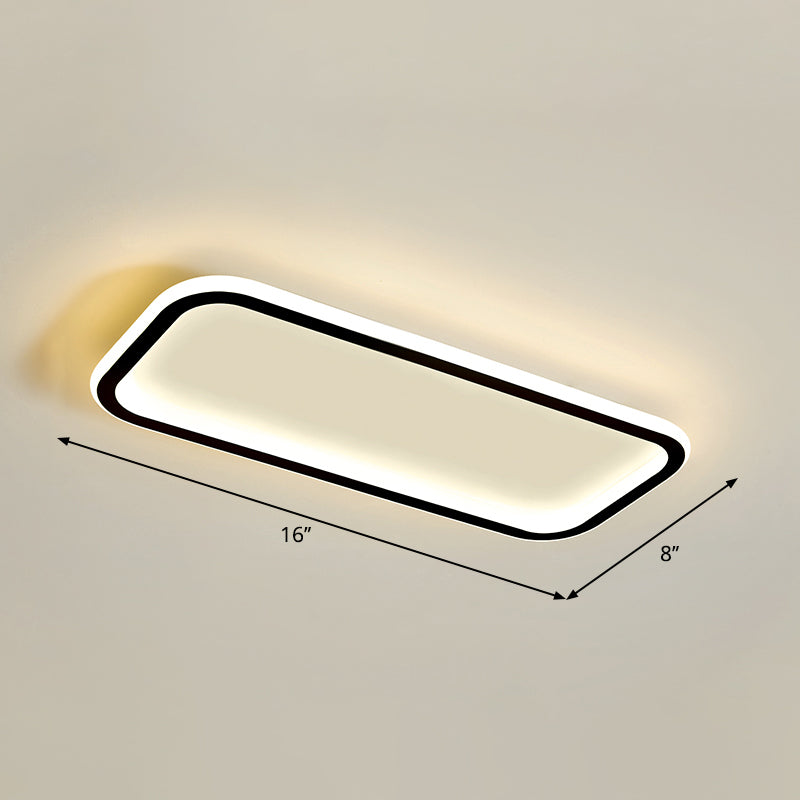 Minimalistic Rectangular Led Flush Ceiling Light Fixture Black / 16 Warm