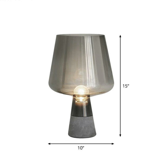 Postmodern Glass Night Lamp With Cement Base: Cup Shaped Table Light For Bedroom Smoke Gray / 10