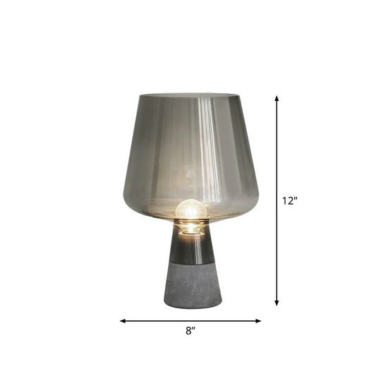 Postmodern Glass Night Lamp With Cement Base: Cup Shaped Table Light For Bedroom Smoke Gray / 8