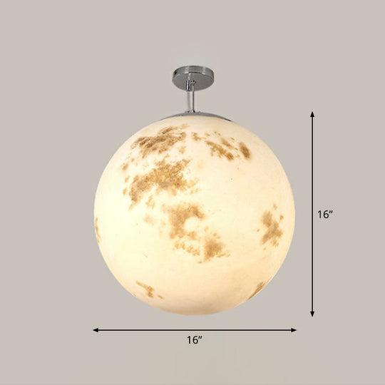 Nordic Resin Pendant Light for Restaurant with White Moon Suspension