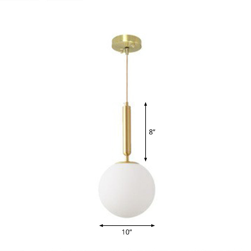 Brass Pendulum Pendant Light With White Glass Shade For Dining Room / 10