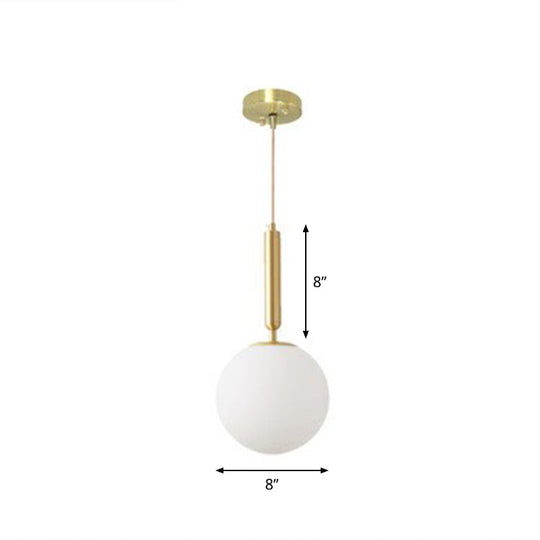 Brass Pendulum Pendant Light With White Glass Shade For Dining Room / 8
