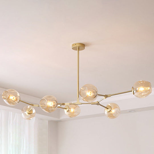 Nordic Molecule Glass Ceiling Pendant Light: Dimpled Living Room Chandelier With Pivot Joint 7 /