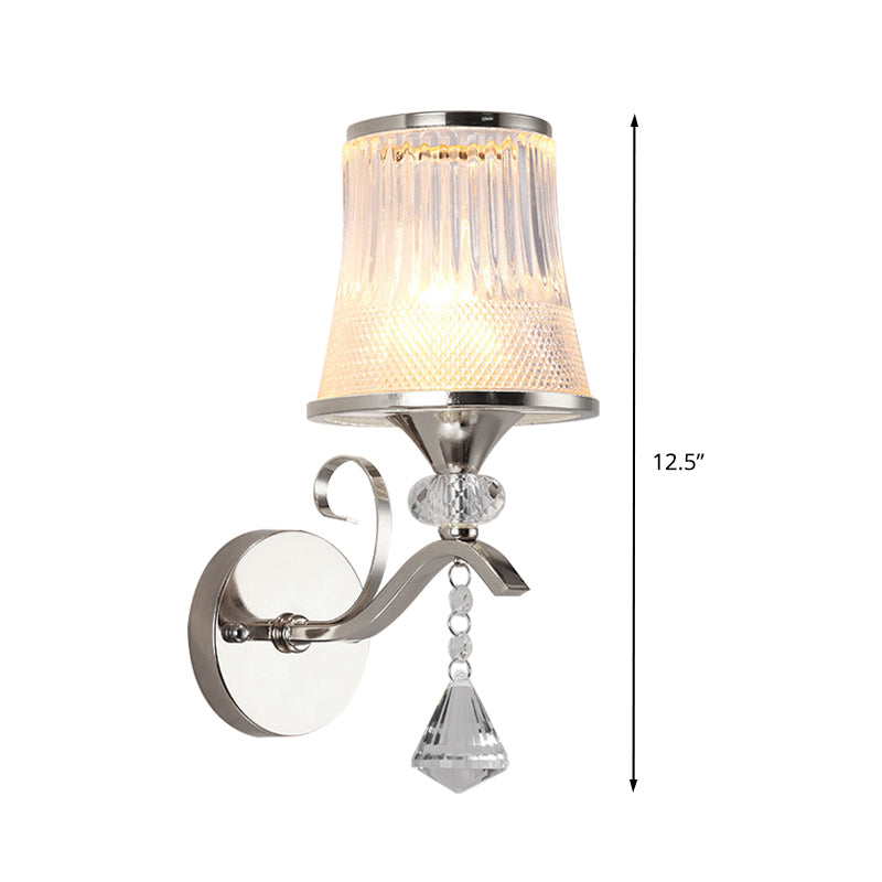 Frosted Glass Bell Wall Sconce - Modern Chrome Lighting For Bedroom