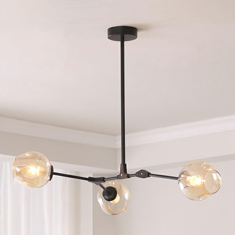 Nordic Molecule Glass Ceiling Pendant Light: Dimpled Living Room Chandelier With Pivot Joint 3 /