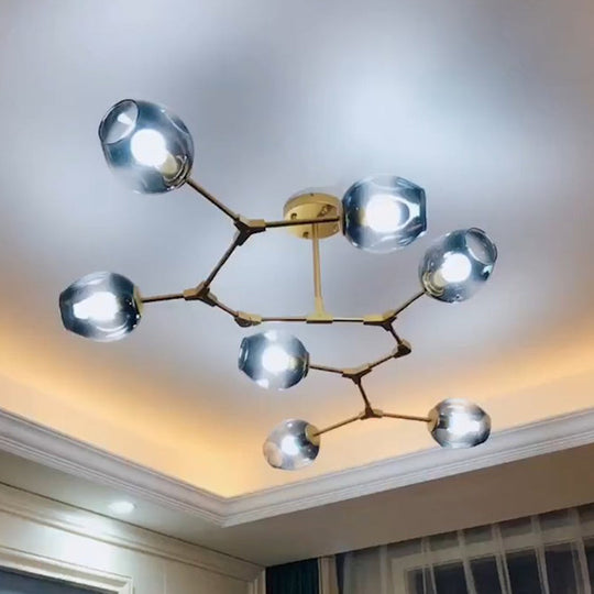 Nordic Molecule Ceiling Pendant Light with Dimpled Glass and Pivot Joint for Living Room