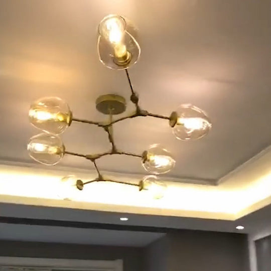 Nordic Molecule Glass Ceiling Pendant Light: Dimpled Living Room Chandelier With Pivot Joint