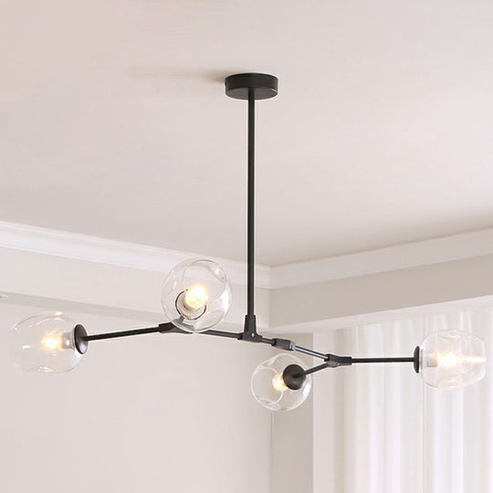 Nordic Molecule Glass Ceiling Pendant Light: Dimpled Living Room Chandelier With Pivot Joint 4 /