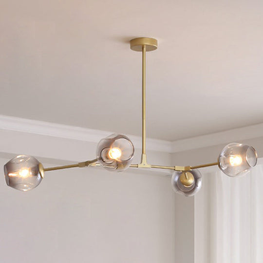 Nordic Molecule Glass Ceiling Pendant Light: Dimpled Living Room Chandelier With Pivot Joint 4 /