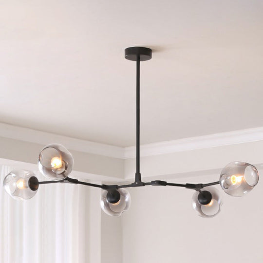 Nordic Molecule Glass Ceiling Pendant Light: Dimpled Living Room Chandelier With Pivot Joint 5 /